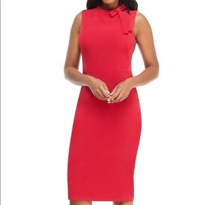 MAGGY LONDON Dark Burgundy Bow Detail Sheath Dress Size 10